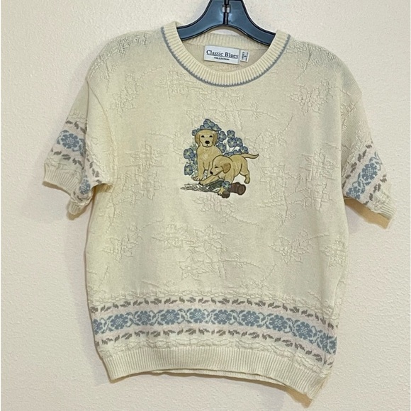 Classic Blues Collection Short Sleeve Pullover Granny Core Sweater size Small - Picture 1 of 11